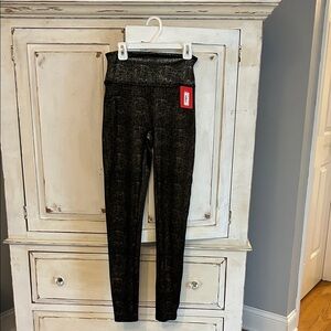 SPANX Metallic Black and Gold Leggings